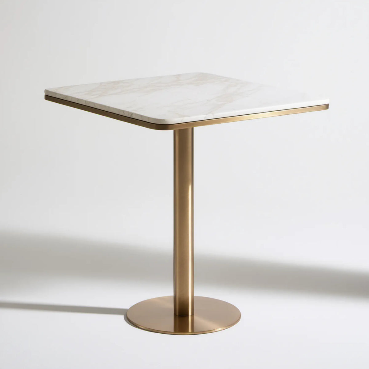 Prostokątny stół barowy z ceramicznym blatem imitującym biały marmur, biało-złoty, 120 × 60 × 105 cm