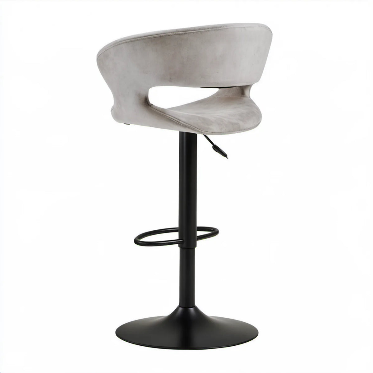 Obrotowy hoker barowy z welurową tapicerką szaro-czarny 42 x 48 x 88-109 cm