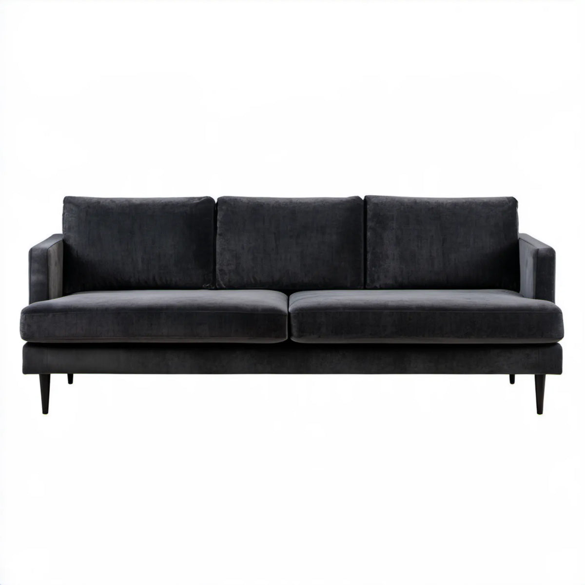 Czarna sofa trzyosobowa z aksamitną tapicerką 200 x 85 x 85 cm