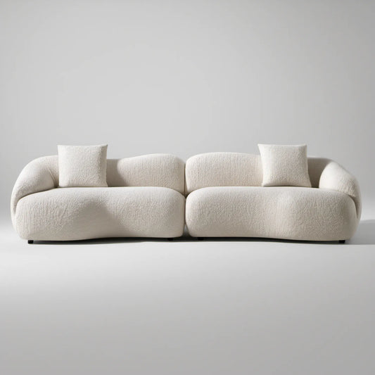 Modułowa sofa 3-osobowa bouclé kremowa z czarnymi nóżkami, 230 × 100 × 75 cm
