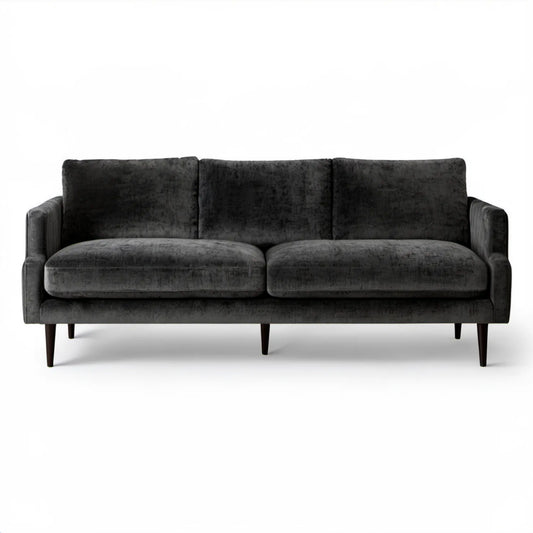 Czarna sofa 3-osobowa z tapicerką poliestrową 220 x 90 x 85 cm