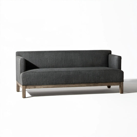 Dwuosobowa sofa tapicerowana ciemnoszara z drewnianymi nogami, 152 x 80 x 80 cm