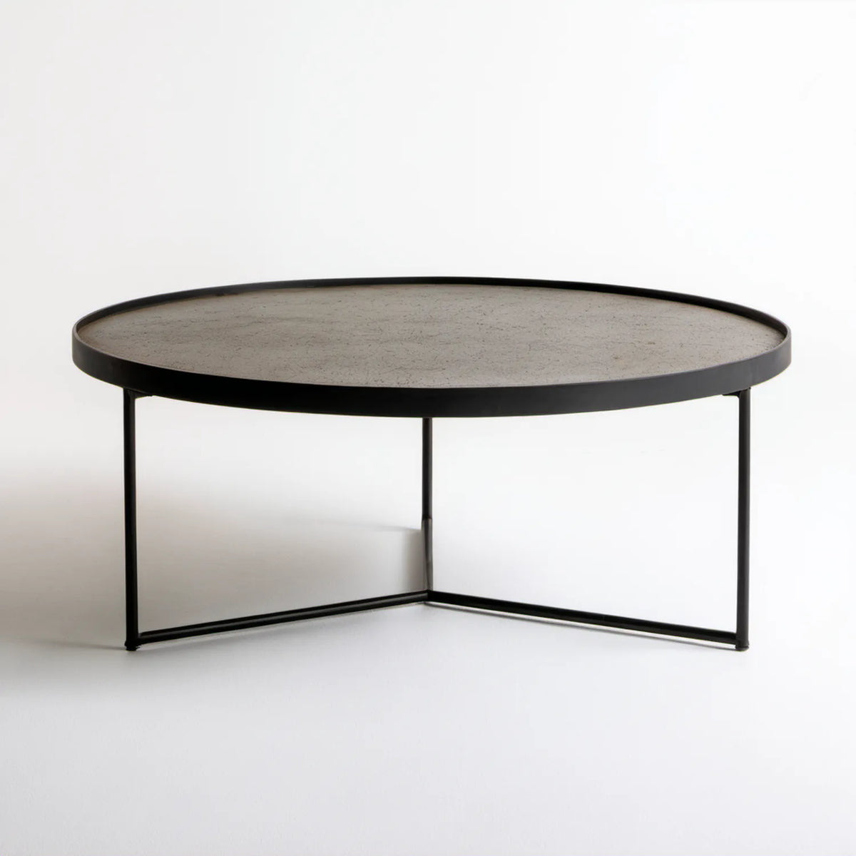 Okrągły stolik kawowy z blatem MDF w dekorze szarego betonu, 80 x 80 x 45 cm