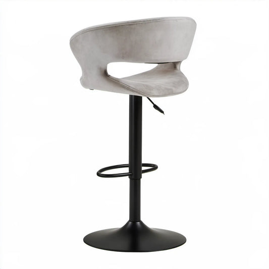 Obrotowy hoker barowy z welurową tapicerką szaro-czarny 42 x 48 x 88-109 cm