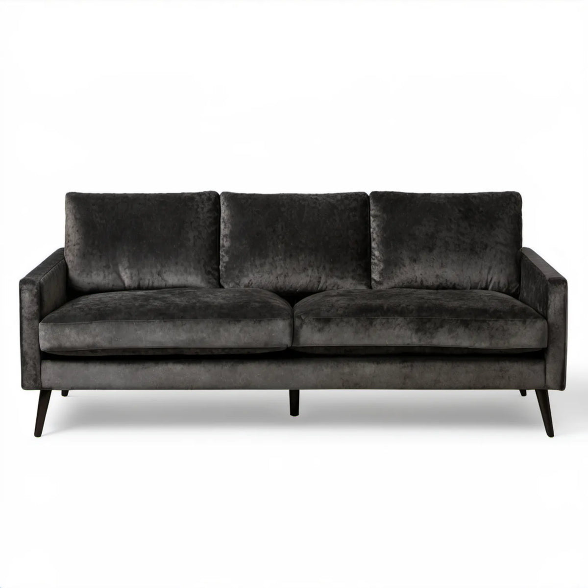 Grafitowa sofa trzyosobowa z aksamitu poliestrowego 210 x 90 x 85 cm