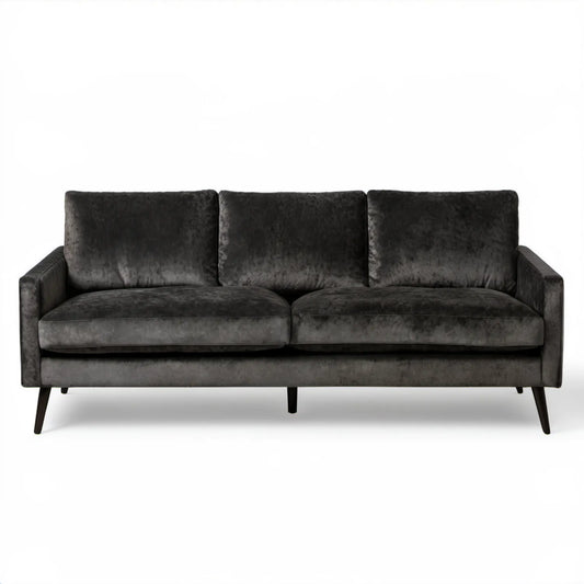 Grafitowa sofa trzyosobowa z aksamitu poliestrowego 210 x 90 x 85 cm