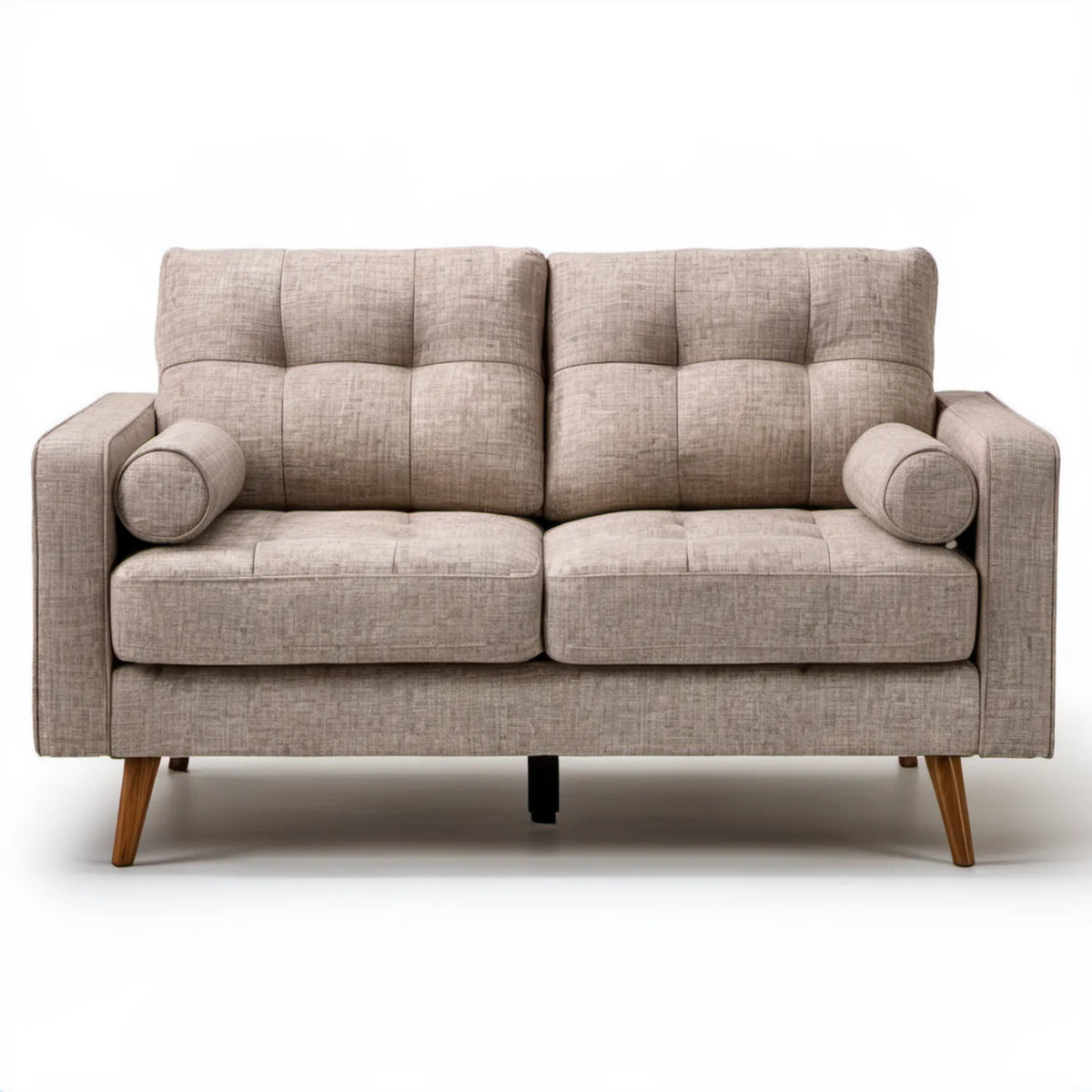 Dwuosobowa sofa z tapicerką poliestrową, beżowa, 160 × 86 × 90 cm