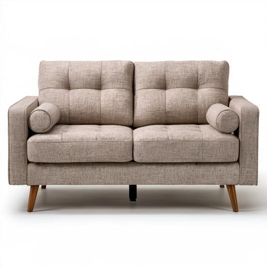 Dwuosobowa sofa z tapicerką poliestrową, beżowa, 160 × 86 × 90 cm