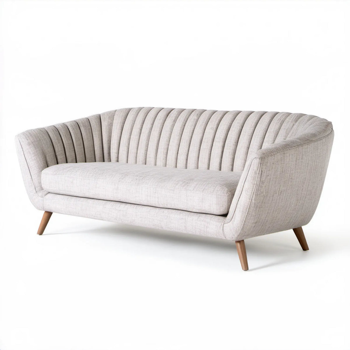 Dwuosobowa sofa zaokrąglona, kremowa, 180 x 78 x 80 cm