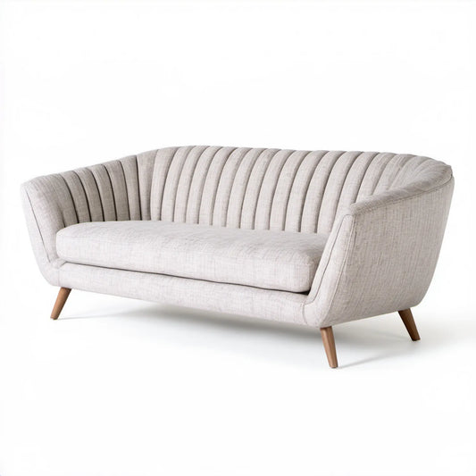 Dwuosobowa sofa zaokrąglona, kremowa, 180 x 78 x 80 cm