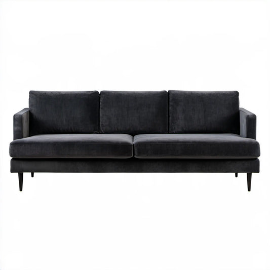 Czarna sofa trzyosobowa z aksamitną tapicerką 200 x 85 x 85 cm