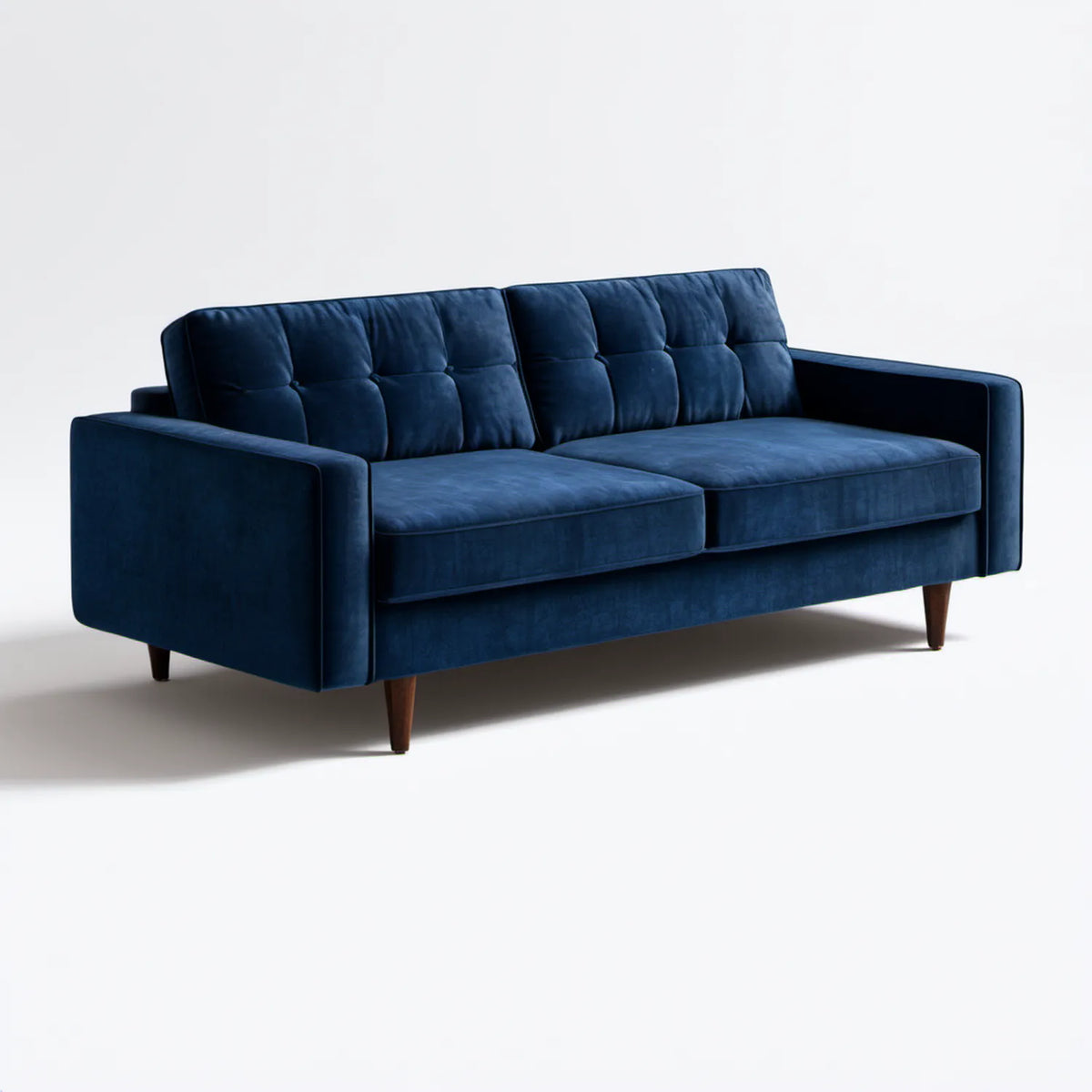Trzyosobowa sofa z aksamitu poliestrowego granatowa 220 x 90 x 85 cm