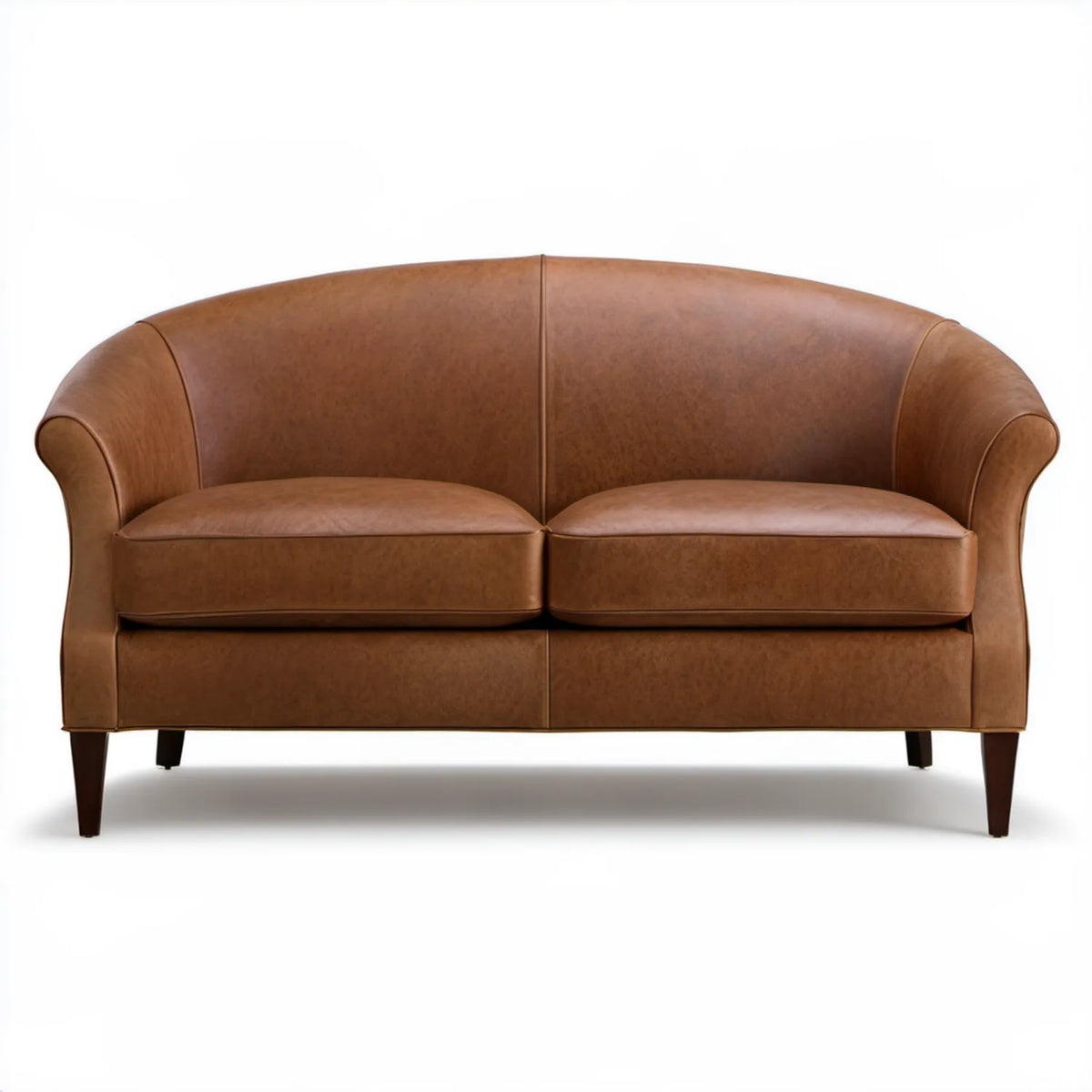Brązowa dwuosobowa sofa owalna ze skóry syntetycznej PU, 170 x 85 x 82 cm