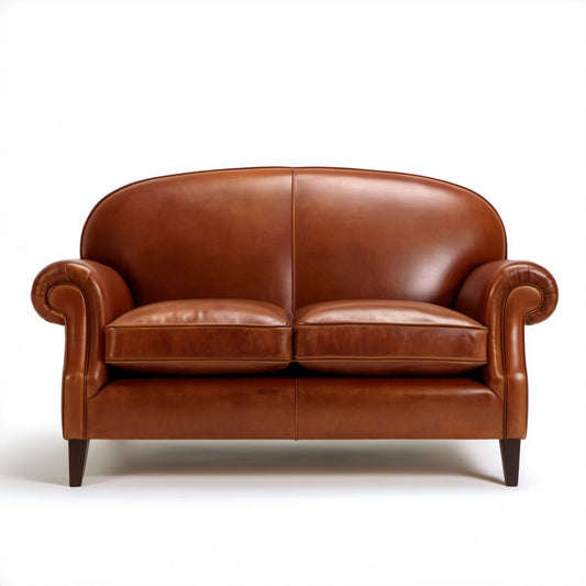 Klasyczna sofa dwuosobowa z tapicerką PU, brązowa, 160 x 90 x 90 cm