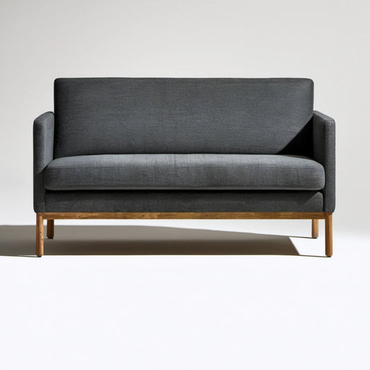 Dwuosobowa sofa z tapicerką poliestrową, ciemnoszara, 145 × 78 × 82 cm
